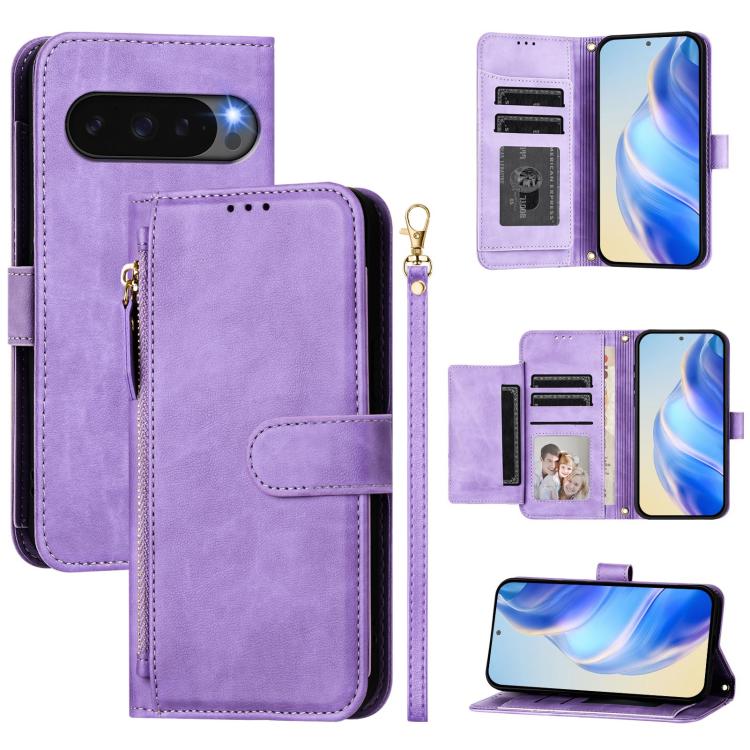 For Google Pixel 10 Pro XL Multi-Card Slots Zipper Wallet Leather Phone Case(Purple) - Google Cases by buy2fix | Online Shopping UK | buy2fix
