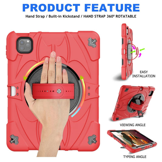 For iPad Pro 11 2022 / Air 10.9 2022 Bat Hand Grip Turntable Stand Tablet Case(Red Black) by buy2fix