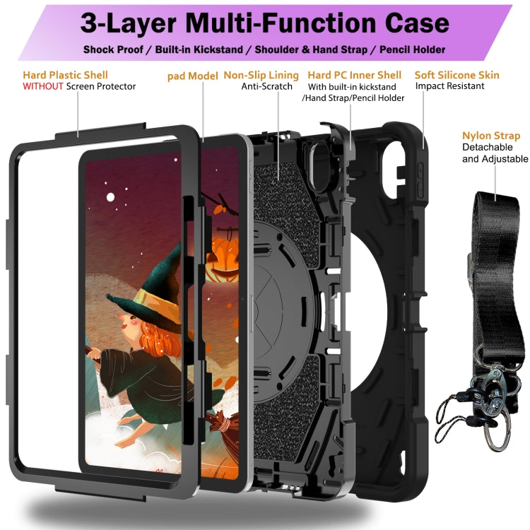 For iPad Air 11 2024 / 10.9 2022 Bat Hand Grip Turntable Stand Tablet Case(Black) - iPad Air 11 2025 / 2024 Cases by buy2fix | Online Shopping UK | buy2fix