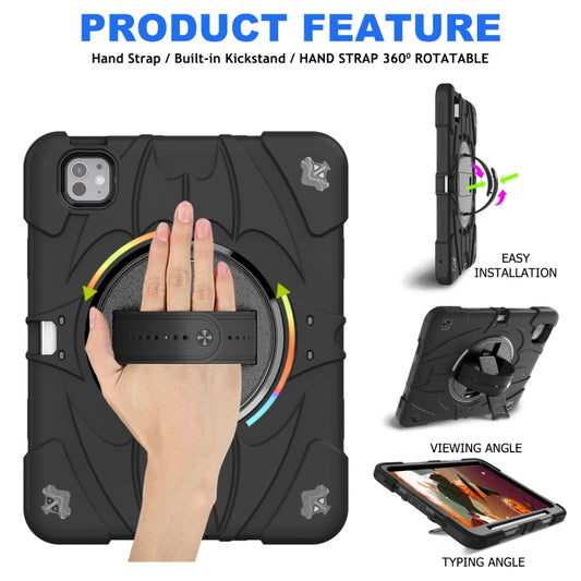 For iPad Pro 11 2025 / 2024 Bat Hand Grip Turntable Stand Tablet Case(Black) by buy2fix