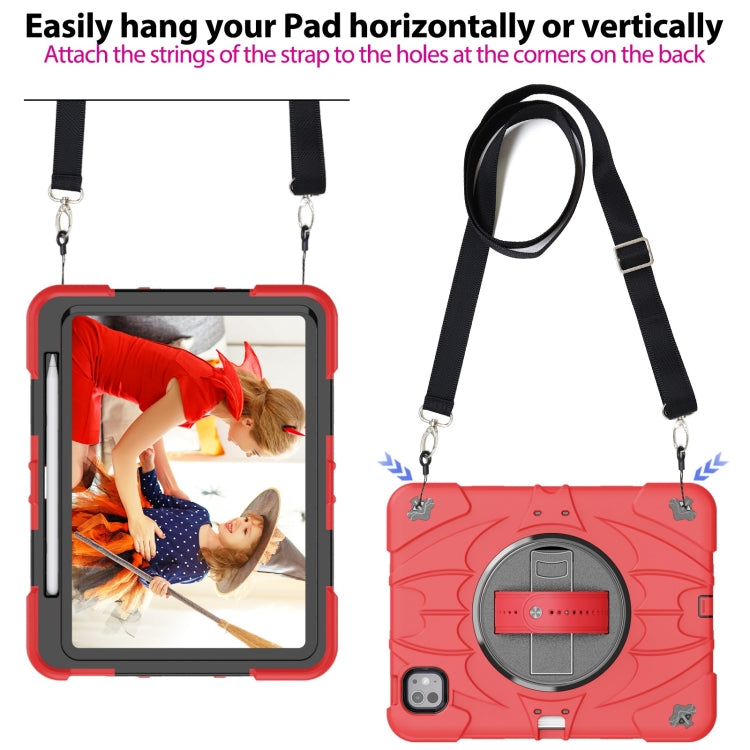 For iPad Pro 11 2024 Bat Hand Grip Turntable Stand Tablet Case(Red Black) - iPad Pro 11 2024 Cases by buy2fix | Online Shopping UK | buy2fix