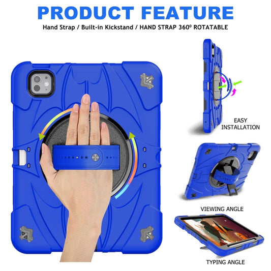 For iPad Pro 11 2025 / 2024 Bat Hand Grip Turntable Stand Tablet Case(Blue Black) by buy2fix