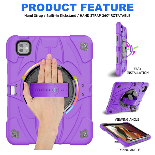 For iPad Pro 11 2025 / 2024 Bat Hand Grip Turntable Stand Tablet Case(Purple Black) by buy2fix