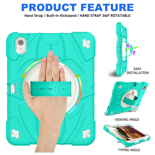For iPad 2025 / 2022 Bat Hand Grip Turntable Stand Tablet Case(Mint Green White) - iPad 2025 / 2022 Cases by buy2fix | Online Shopping UK | buy2fix