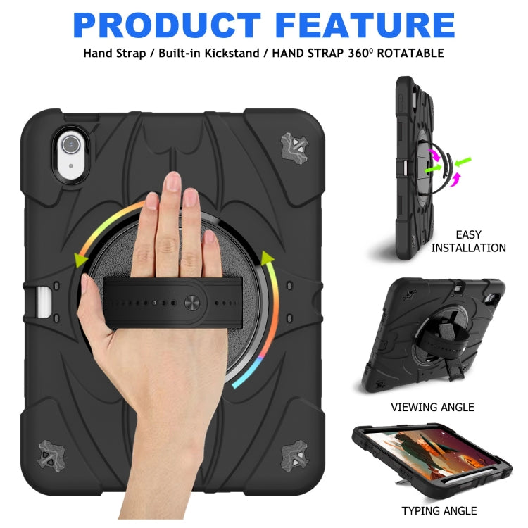 For iPad 2025 / 2022 Bat Hand Grip Turntable Stand Tablet Case(Black) - iPad 2025 / 2022 Cases by buy2fix | Online Shopping UK | buy2fix