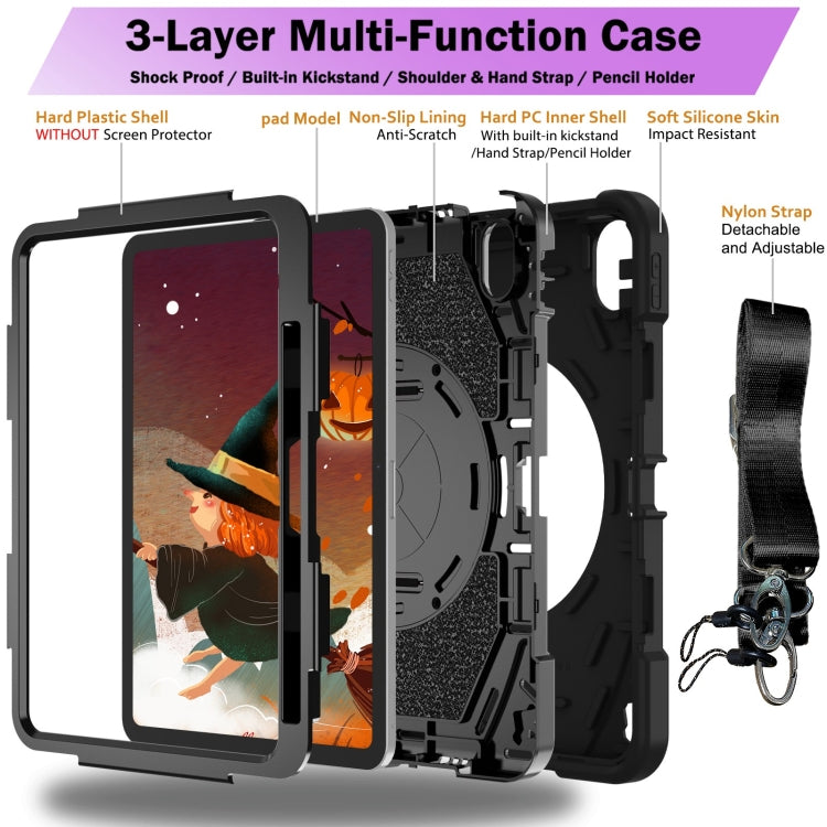 For iPad 2025 / 2022 Bat Hand Grip Turntable Stand Tablet Case(Black) - iPad 2025 / 2022 Cases by buy2fix | Online Shopping UK | buy2fix
