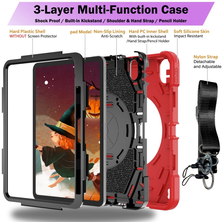 For iPad 2025 / 2022 Bat Hand Grip Turntable Stand Tablet Case(Red Black) - iPad 2025 / 2022 Cases by buy2fix | Online Shopping UK | buy2fix