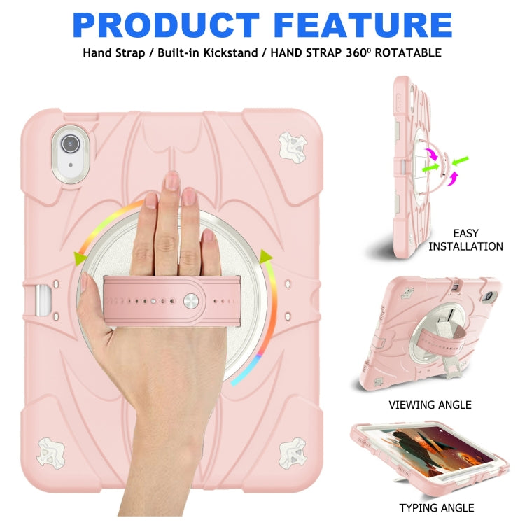 For iPad 2025 / 2022 Bat Hand Grip Turntable Stand Tablet Case(Pink White) - iPad 2025 / 2022 Cases by buy2fix | Online Shopping UK | buy2fix