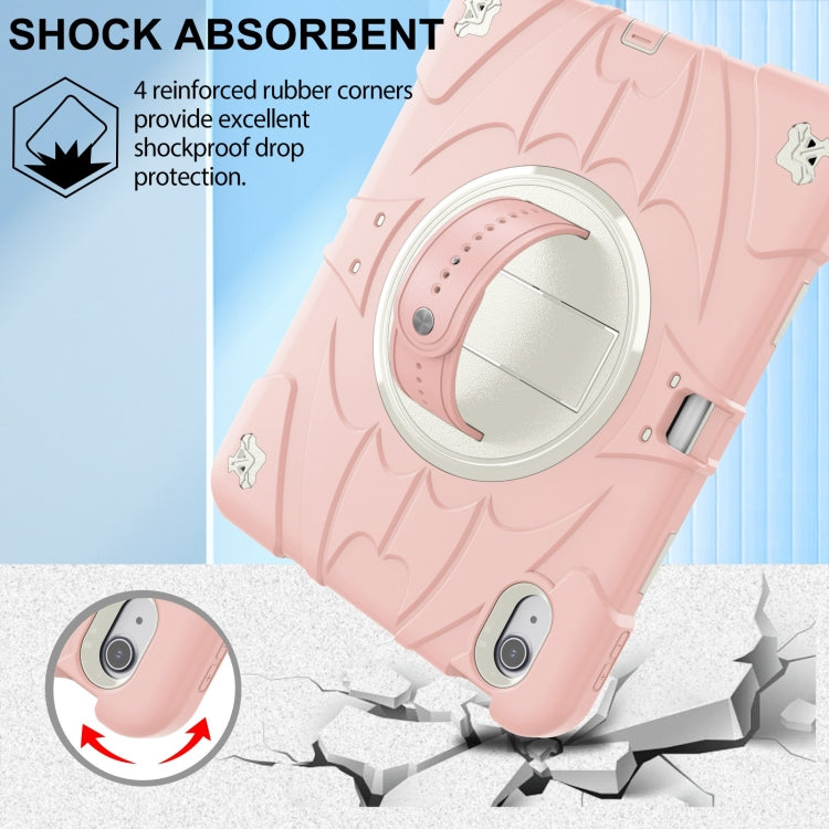 For iPad 2025 / 2022 Bat Hand Grip Turntable Stand Tablet Case(Pink White) - iPad 2025 / 2022 Cases by buy2fix | Online Shopping UK | buy2fix