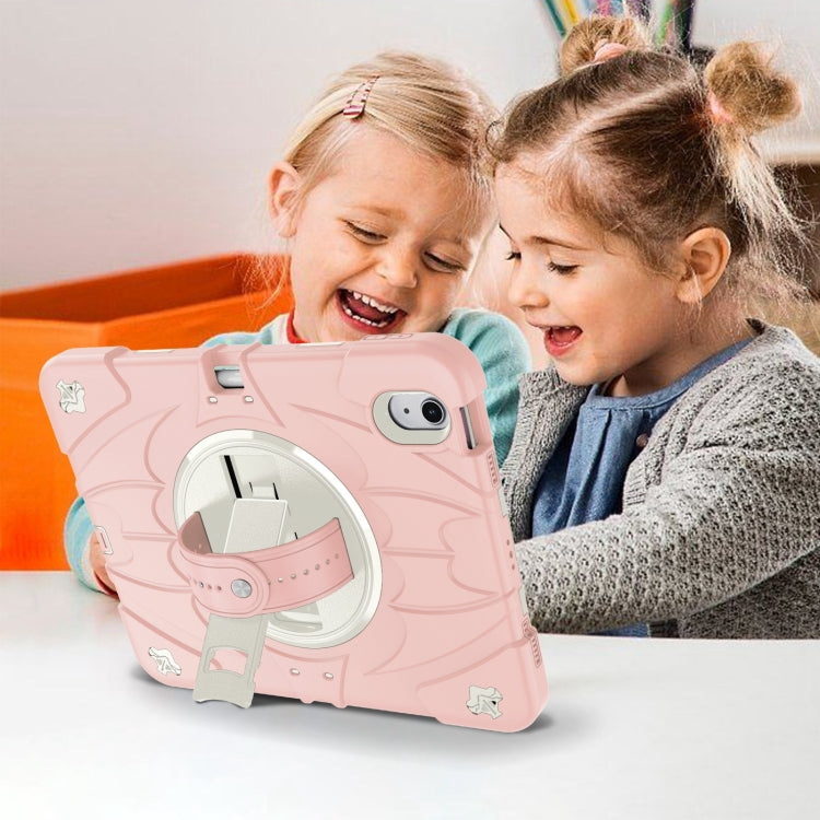 For iPad 2025 / 2022 Bat Hand Grip Turntable Stand Tablet Case(Pink White) - iPad 2025 / 2022 Cases by buy2fix | Online Shopping UK | buy2fix
