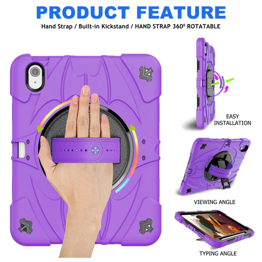 For iPad 2025 / 2022 Bat Hand Grip Turntable Stand Tablet Case(Purple Black) - iPad 2025 / 2022 Cases by buy2fix | Online Shopping UK | buy2fix