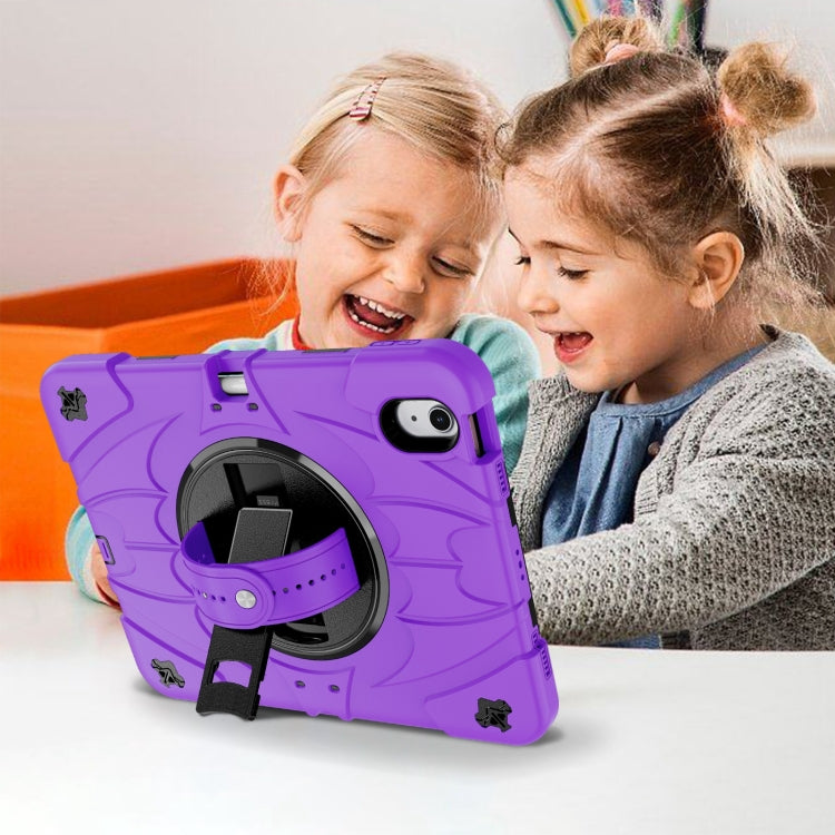 For iPad 2025 / 2022 Bat Hand Grip Turntable Stand Tablet Case(Purple Black) - iPad 2025 / 2022 Cases by buy2fix | Online Shopping UK | buy2fix