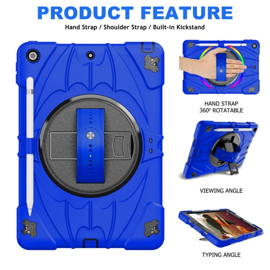 For iPad 10.2 2021 / 2020 / 2019 Bat Hand Grip Turntable Stand Tablet Case(Blue Black) by buy2fix