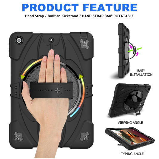 For iPad 9.7 2018 / 2017 / Air 2 Bat Hand Grip Turntable Stand Tablet Case(Black) by buy2fix