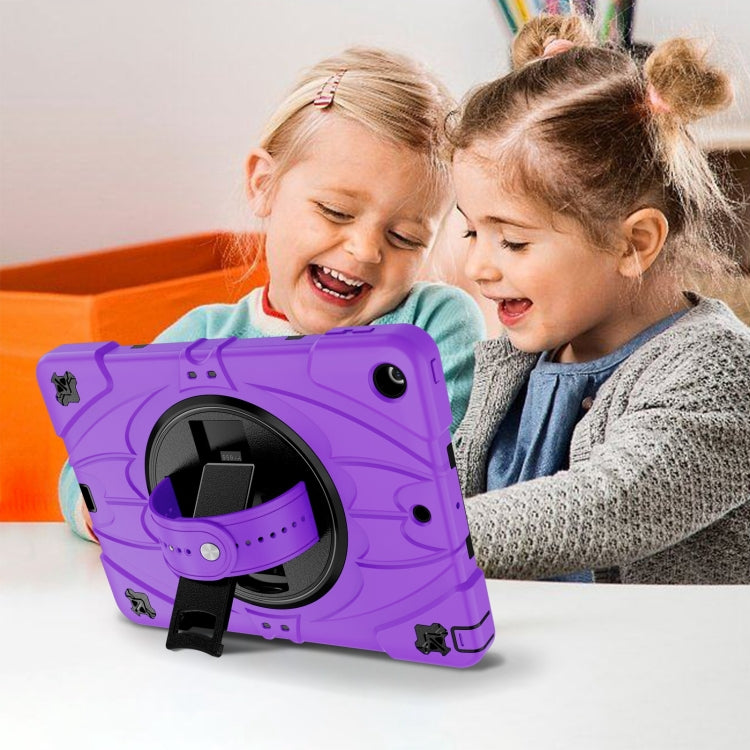 For iPad 9.7 2018 / 2017 / Air 2 Bat Hand Grip Turntable Stand Tablet Case(Purple Black) by buy2fix