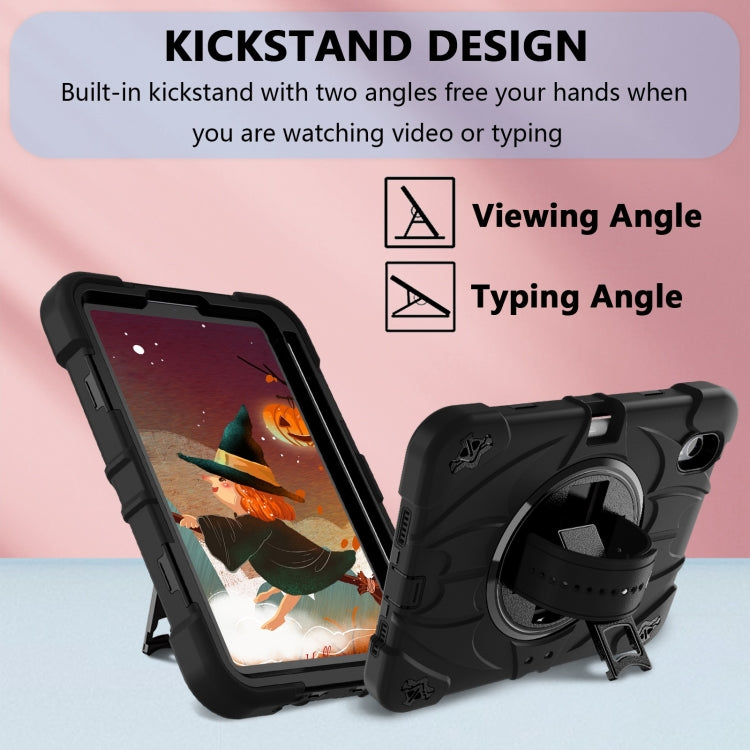 For iPad mini 6 / mini 2024 Bat Hand Grip Turntable Stand Tablet Case(Black) - iPad mini 6 Cases by buy2fix | Online Shopping UK | buy2fix