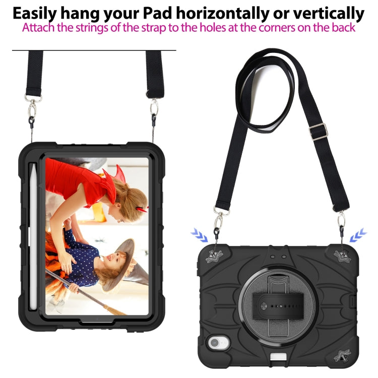 For iPad mini 6 / mini 2024 Bat Hand Grip Turntable Stand Tablet Case(Black) - iPad mini 6 Cases by buy2fix | Online Shopping UK | buy2fix