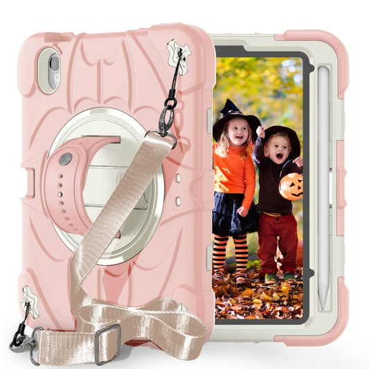 For iPad mini 6 / mini 2024 Bat Hand Grip Turntable Stand Tablet Case(Pink White) - iPad mini 6 Cases by buy2fix | Online Shopping UK | buy2fix