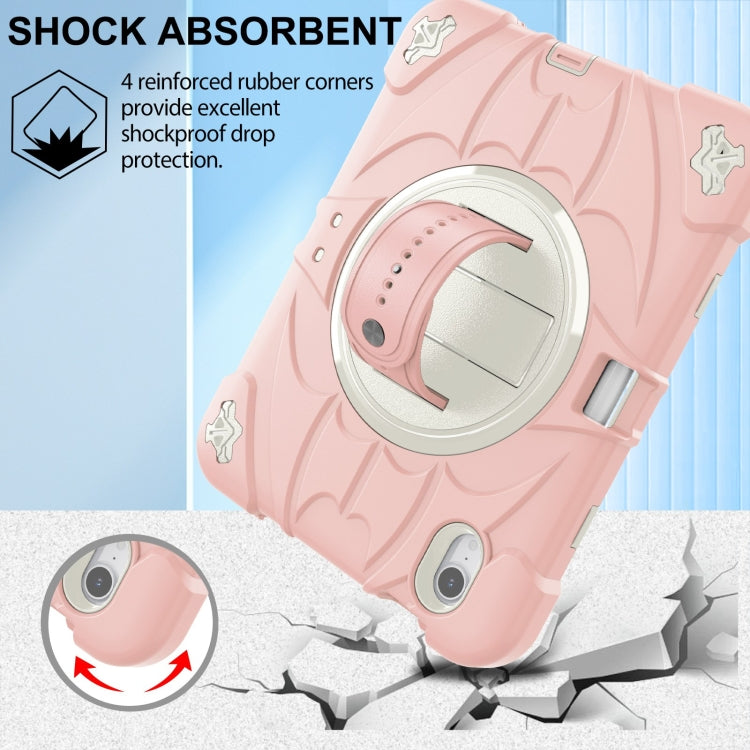 For iPad mini 6 / mini 2024 Bat Hand Grip Turntable Stand Tablet Case(Pink White) - iPad mini 6 Cases by buy2fix | Online Shopping UK | buy2fix