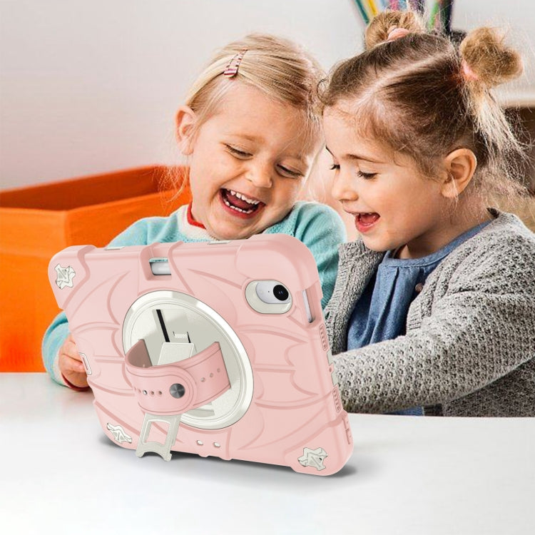 For iPad mini 6 / mini 2024 Bat Hand Grip Turntable Stand Tablet Case(Pink White) - iPad mini 6 Cases by buy2fix | Online Shopping UK | buy2fix