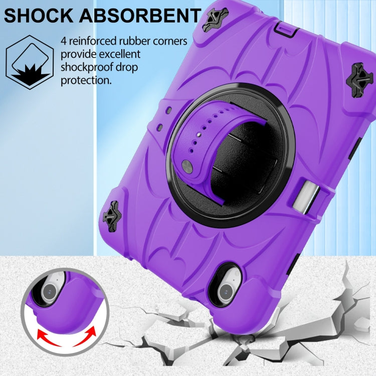For iPad mini 6 / mini 2024 Bat Hand Grip Turntable Stand Tablet Case(Purple Black) - iPad mini 6 Cases by buy2fix | Online Shopping UK | buy2fix