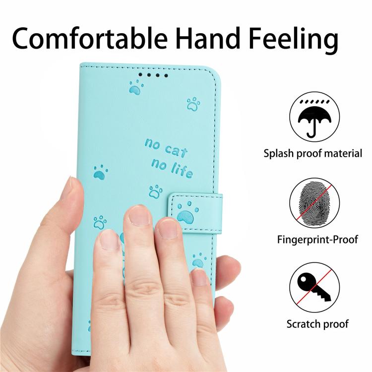 For Google Pixel 10 Pro XL Embossed Kitten Phone Leather Case with Lanyard(Mint Green) - Google Cases by buy2fix | Online Shopping UK | buy2fix