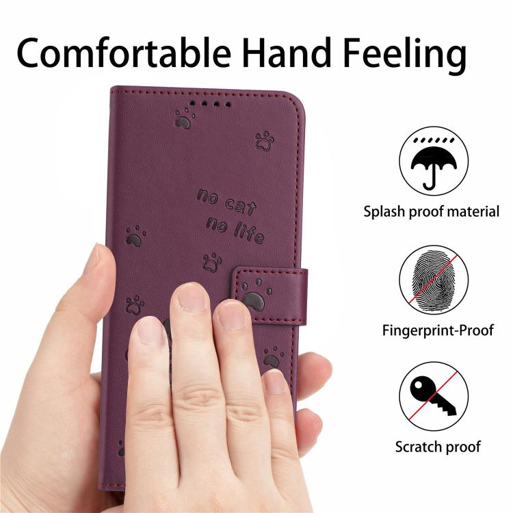 For Google Pixel 10 Pro XL Embossed Kitten Phone Leather Case with Lanyard(Wine Red) - Google Cases by buy2fix | Online Shopping UK | buy2fix