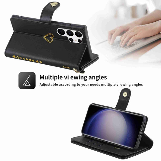 For Samsung Galaxy S23 Ultra 5G POLA Love Multi-Card Slots Zipper Wallet Leather Phone Case(Black) - Galaxy S23 Ultra 5G Cases by POLA | Online Shopping UK | buy2fix