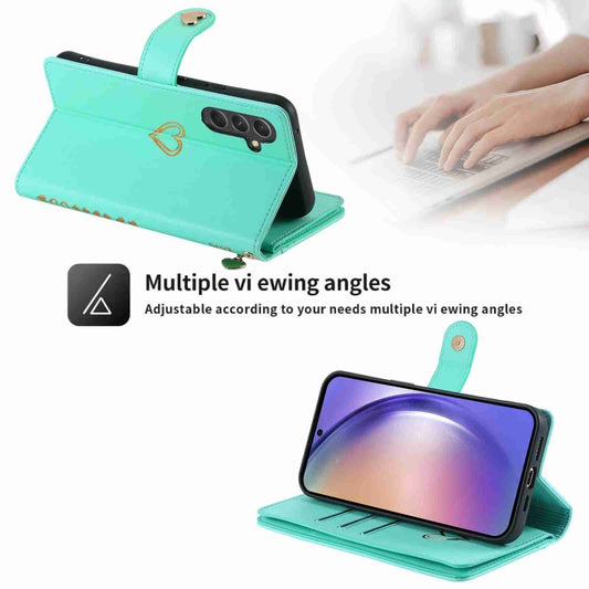 For Samsung Galaxy A54 POLA Love Multi-Card Slots Zipper Wallet Leather Phone Case(Light Green) - Galaxy Phone Cases by POLA | Online Shopping UK | buy2fix