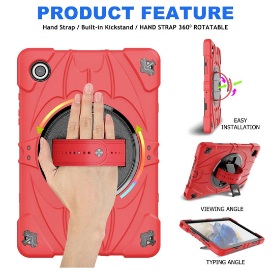 For Samsung Galaxy Tab A8 Bat Hand Grip Turntable Stand Tablet Case(Red Black) by buy2fix