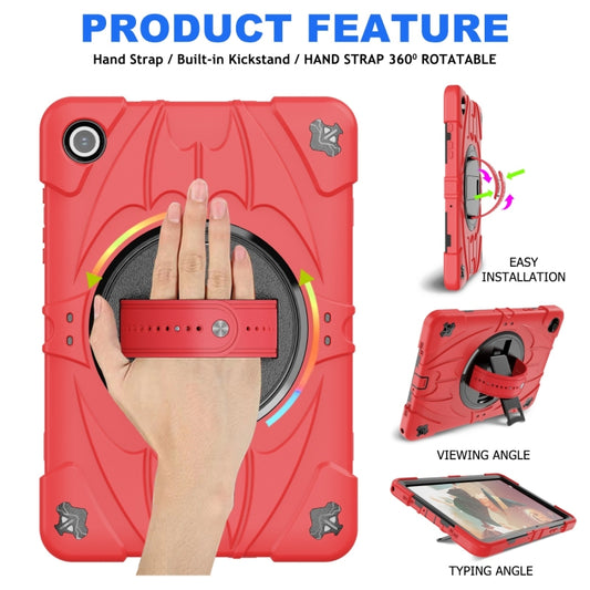 For Samsung Galaxy Tab A9+ Bat Hand Grip Turntable Stand Tablet Case(Red Black) by buy2fix