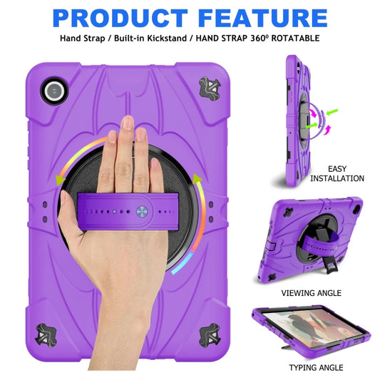 For Samsung Galaxy Tab A9+ Bat Hand Grip Turntable Stand Tablet Case(Purple Black) by buy2fix