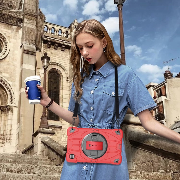 For Samsung Galaxy Tab A7 Lite Bat Hand Grip Turntable Stand Tablet Case(Red Black) - Tab A7 Lite T220 / T225 by buy2fix | Online Shopping UK | buy2fix