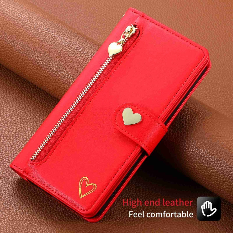 For iPhone 11 POLA Love Multi-Card Slots Zipper Wallet Leather Phone Case(Red) - iPhone 11 Cases by POLA | Online Shopping UK | buy2fix