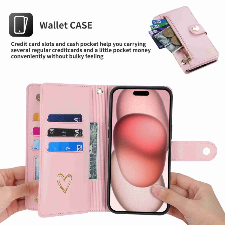 For iPhone 11 Pro POLA Love Multi-Card Slots Zipper Wallet Leather Phone Case(Pink) - iPhone 11 Pro Cases by POLA | Online Shopping UK | buy2fix
