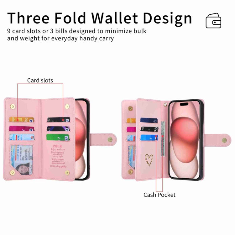 For iPhone 11 Pro POLA Love Multi-Card Slots Zipper Wallet Leather Phone Case(Pink) - iPhone 11 Pro Cases by POLA | Online Shopping UK | buy2fix