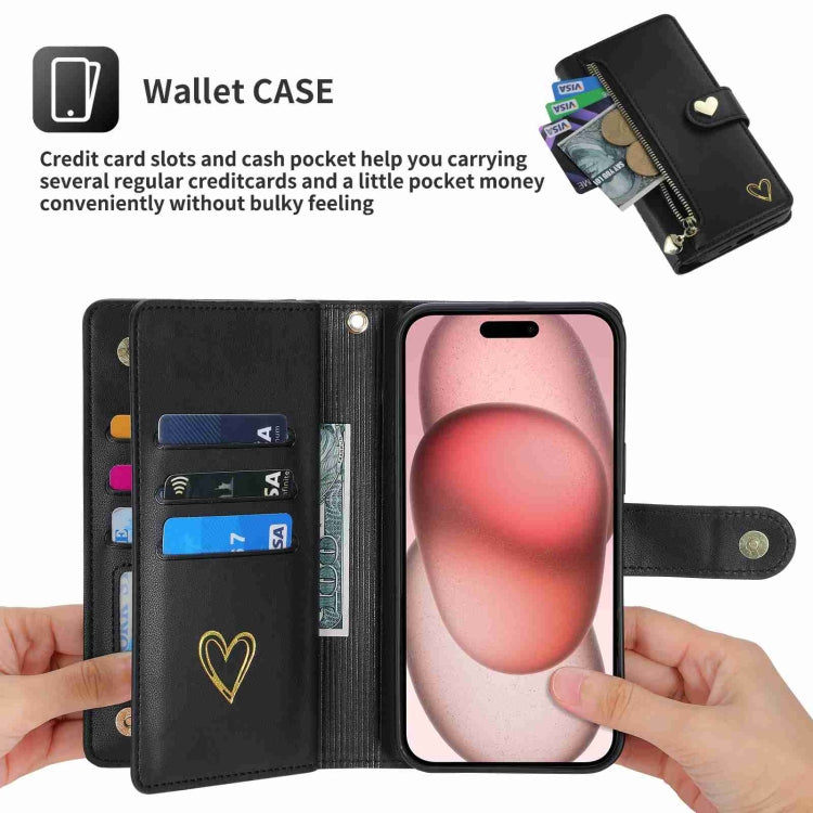 For iPhone 11 Pro POLA Love Multi-Card Slots Zipper Wallet Leather Phone Case(Black) - iPhone 11 Pro Cases by POLA | Online Shopping UK | buy2fix