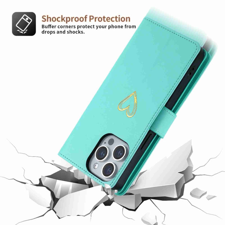 For iPhone 11 Pro POLA Love Multi-Card Slots Zipper Wallet Leather Phone Case(Light Green) - iPhone 11 Pro Cases by POLA | Online Shopping UK | buy2fix
