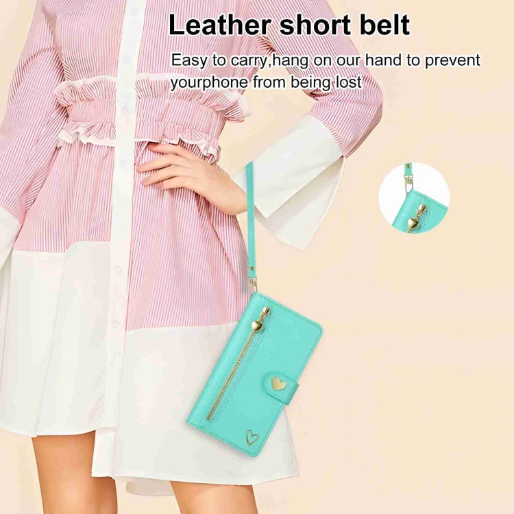 For iPhone 11 Pro POLA Love Multi-Card Slots Zipper Wallet Leather Phone Case(Light Green) - iPhone 11 Pro Cases by POLA | Online Shopping UK | buy2fix