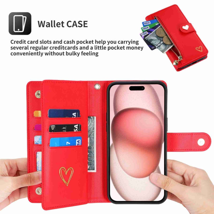 For iPhone 11 Pro Max POLA Love Multi-Card Slots Zipper Wallet Leather Phone Case(Red) - iPhone 11 Pro Max Cases by POLA | Online Shopping UK | buy2fix