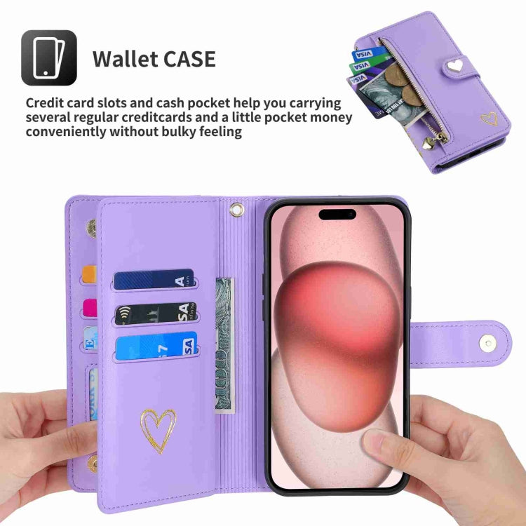 For iPhone 11 Pro Max POLA Love Multi-Card Slots Zipper Wallet Leather Phone Case(Purple) - iPhone 11 Pro Max Cases by POLA | Online Shopping UK | buy2fix