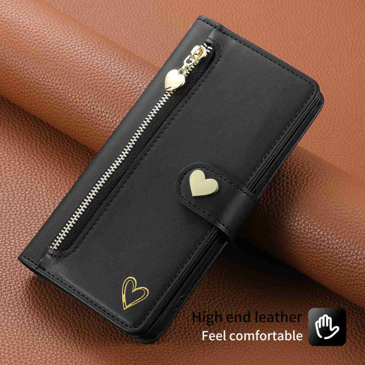 For iPhone 12 Pro Max POLA Love Multi-Card Slots Zipper Wallet Leather Phone Case(Black) - iPhone 12 Pro Max Cases by POLA | Online Shopping UK | buy2fix