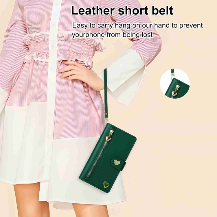 For iPhone 14 Pro Max POLA Love Multi-Card Slots Zipper Wallet Leather Phone Case(Dark Green) - iPhone 14 Pro Max Cases by POLA | Online Shopping UK | buy2fix