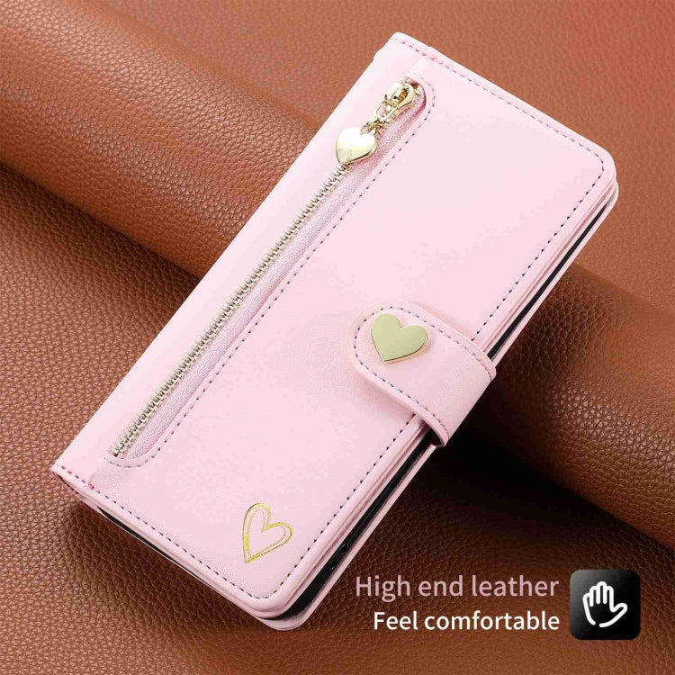 For iPhone 15 POLA Love Multi-Card Slots Zipper Wallet Leather Phone Case(Pink) - iPhone 15 Cases by POLA | Online Shopping UK | buy2fix
