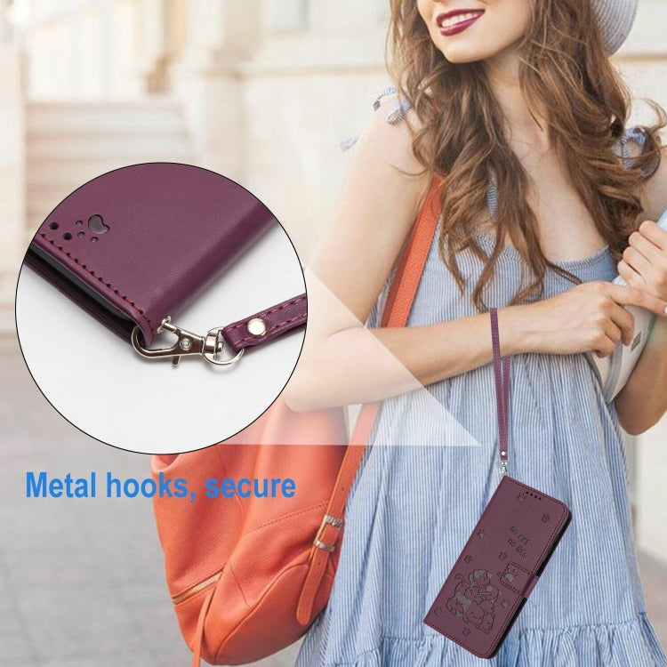 For Tecno Spark Go 2024 4G Embossed Kitten Phone Leather Case with Lanyard(Wine Red) by buy2fix