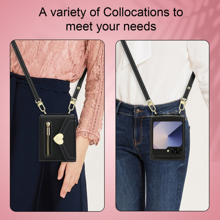 For Samsung Galaxy Z Flip6 / Flip7 FE POLA Love Buckle Multi-Card Slots Zipper Wallet Phone Case(Black) - Galaxy Z Flip6 5G Cases by POLA | Online Shopping UK | buy2fix