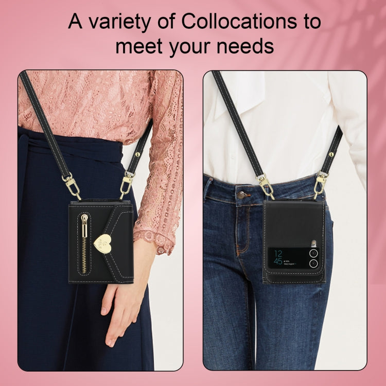 For Samsung Galaxy Z Flip4 POLA Love Buckle Multi-Card Slots Zipper Wallet Phone Case(Black) - Galaxy Z Flip4 5G Cases by POLA | Online Shopping UK | buy2fix