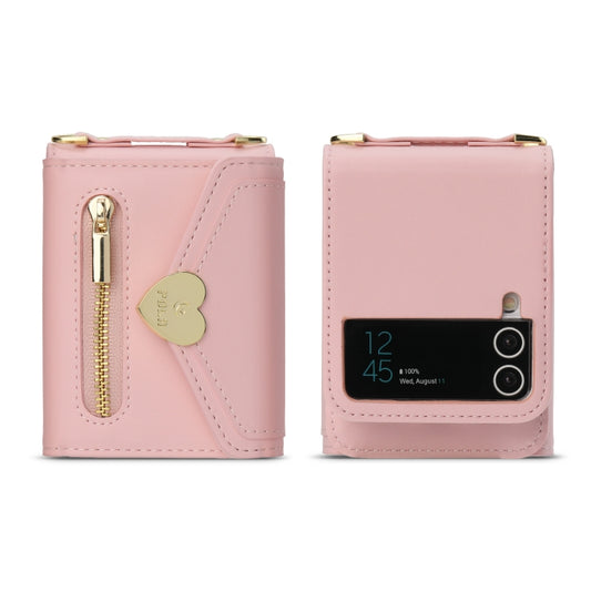For Samsung Galaxy Z Flip4 POLA Love Buckle Multi-Card Slots Zipper Wallet Phone Case(Pink) - Galaxy Z Flip4 5G Cases by POLA | Online Shopping UK | buy2fix