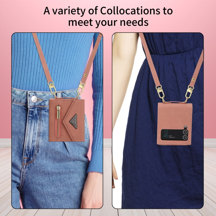 For Samsung Galaxy Z Flip4 POLA Skin Feel Multi-Card Slots Zipper Wallet Phone Case(Rose Gold) - Galaxy Z Flip4 5G Cases by POLA | Online Shopping UK | buy2fix