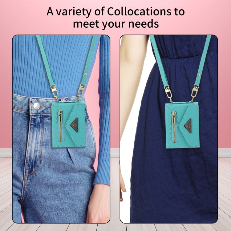 For Samsung Galaxy Z Flip4 POLA Grid Texture Multi-Card Slots Zipper Wallet Phone Case(Blue) - Galaxy Z Flip4 5G Cases by POLA | Online Shopping UK | buy2fix